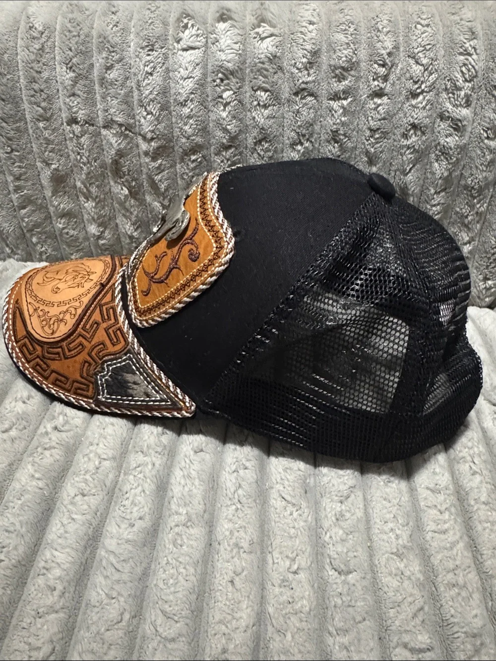 Black and Tan Western Horse Patch Mesh Trucker Hat